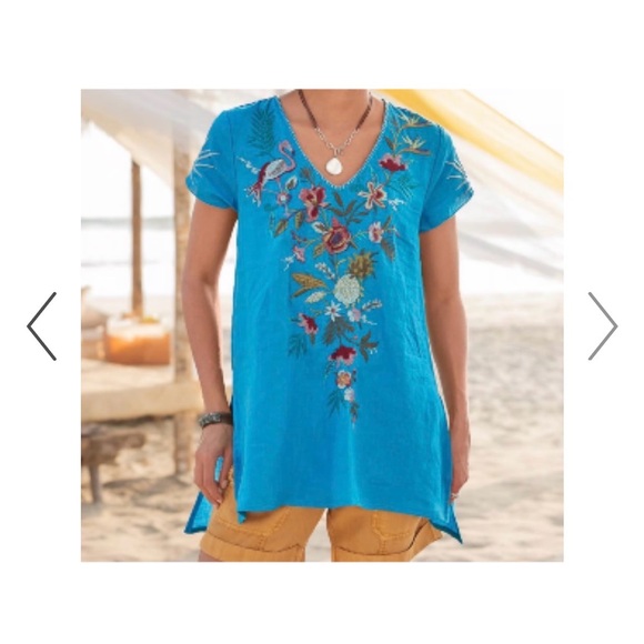 Johnny Was Tops - Johnny Was Vibrant Blue Embroidered Blouse
